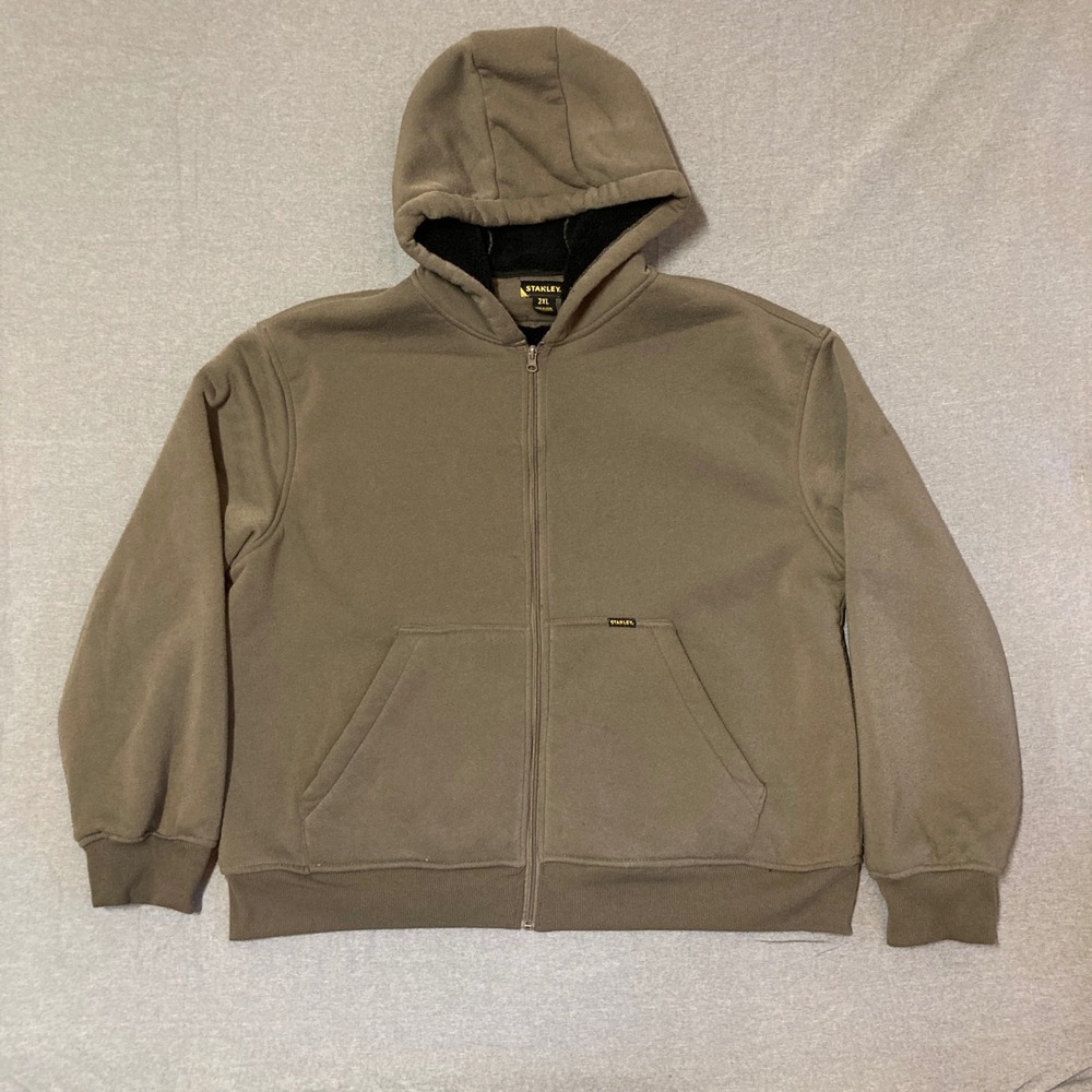 Stanley Mens 2XL Sherpa Lined‎ Full Zip Hoodie Jacket Olive Green Workwear